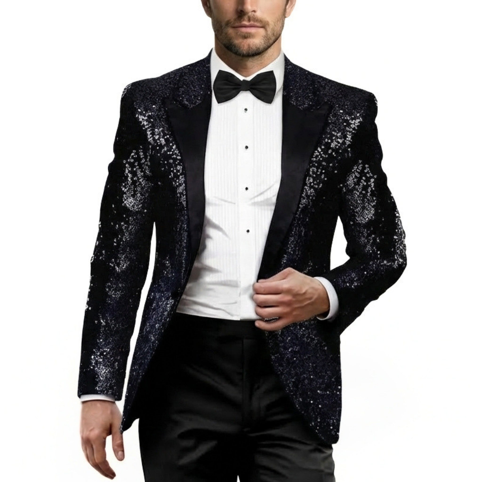 Men’s Tailored Single Breasted Blazer – One Button Sequin