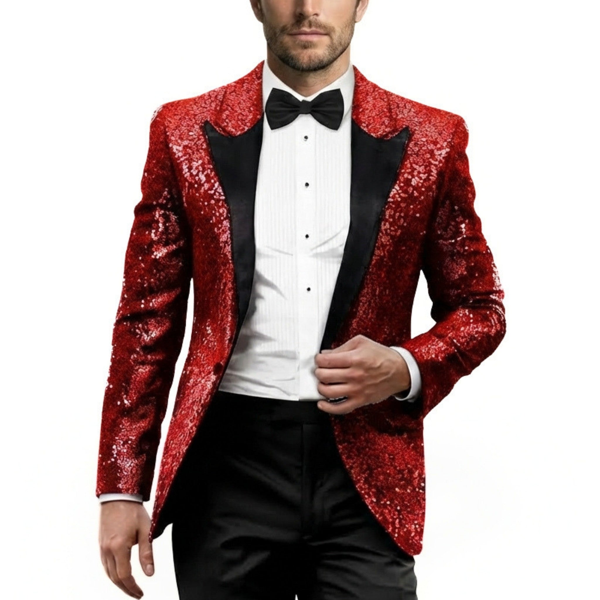 Men’s Tailored Single Breasted Blazer – One Button Sequin