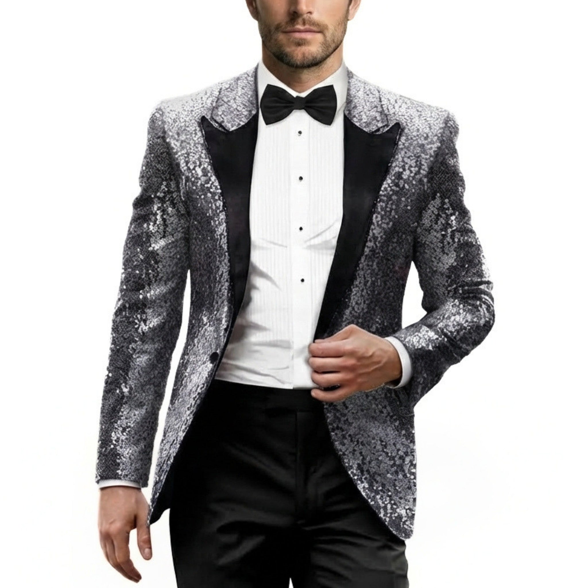Men’s Tailored Single Breasted Blazer – One Button Sequin