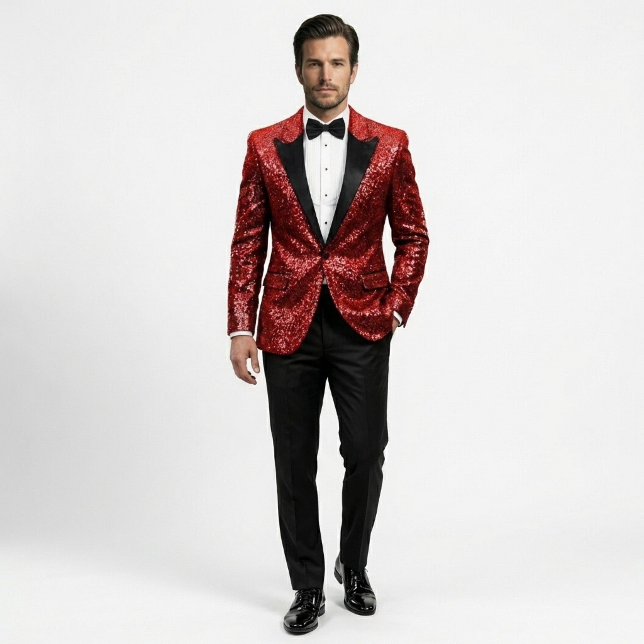 Men’s Tailored Single Breasted Blazer – One Button Sequin