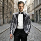 Men’s Tailored Single Breasted Blazer – One Button Sequin