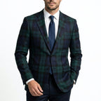 Men’s Tailored Single Breasted Blazer – One Button Plaid