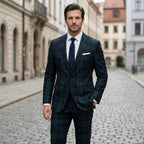 Men’s Tailored Single Breasted Blazer – One Button Plaid