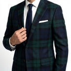 Men’s Tailored Single Breasted Blazer – One Button Plaid