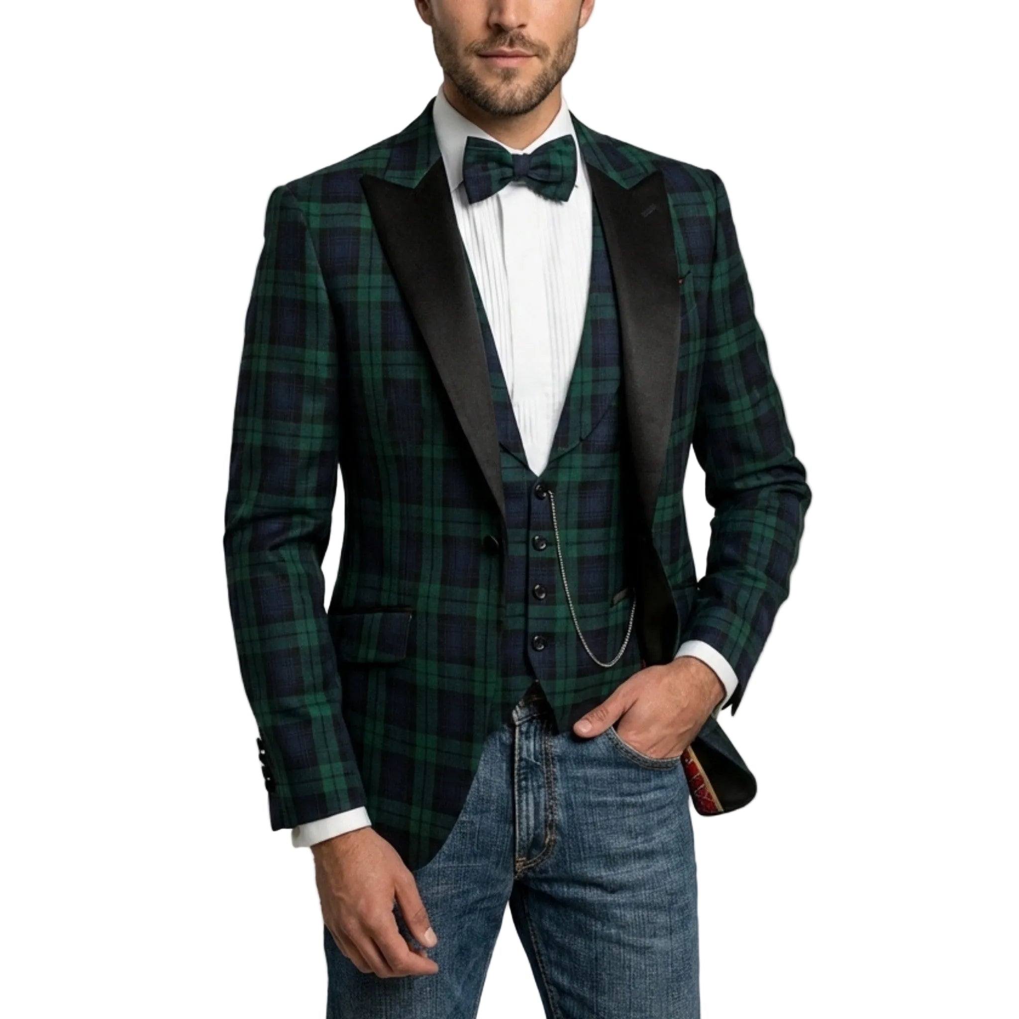 Men’s Single Breasted Blazer – Tailored Two Button Plaid
