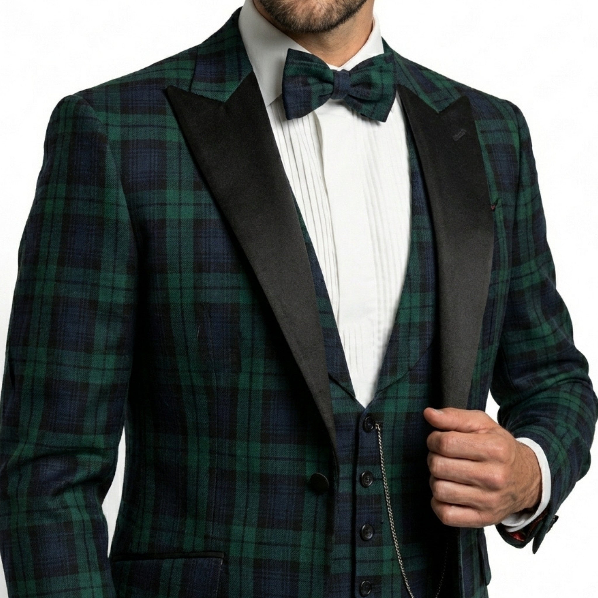 Men’s Single Breasted Blazer – Tailored Two Button Plaid