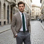 Men’s Tailored Fit Houndstooth Casual Blazer – Single Breasted Two Buttons Green Red Brown