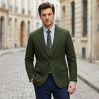 Men’s Tweed Herringbone Retro Vintage Regular Plus Size Blazer – Single Breasted Two Buttons