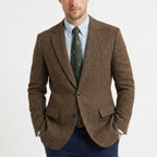 Men’s Tweed Herringbone Retro Vintage Regular Plus Size Blazer – Single Breasted Two Buttons
