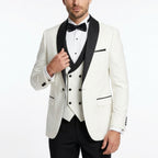 Men’s Tailored Fit 3-Piece Wedding Suit – Single Breasted One Button Shawl Collar
