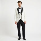 Men’s Tailored Fit 3-Piece Wedding Suit – Single Breasted One Button Shawl Collar