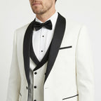 Men’s Tailored Fit 3-Piece Wedding Suit – Single Breasted One Button Shawl Collar