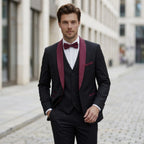 Men’s Tailored Fit 3-Piece Solid Colour Suit – Single Breasted One Button Wedding