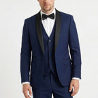 Men’s Tailored Fit 3-Piece Solid Colour Suit – Single Breasted One Button Wedding