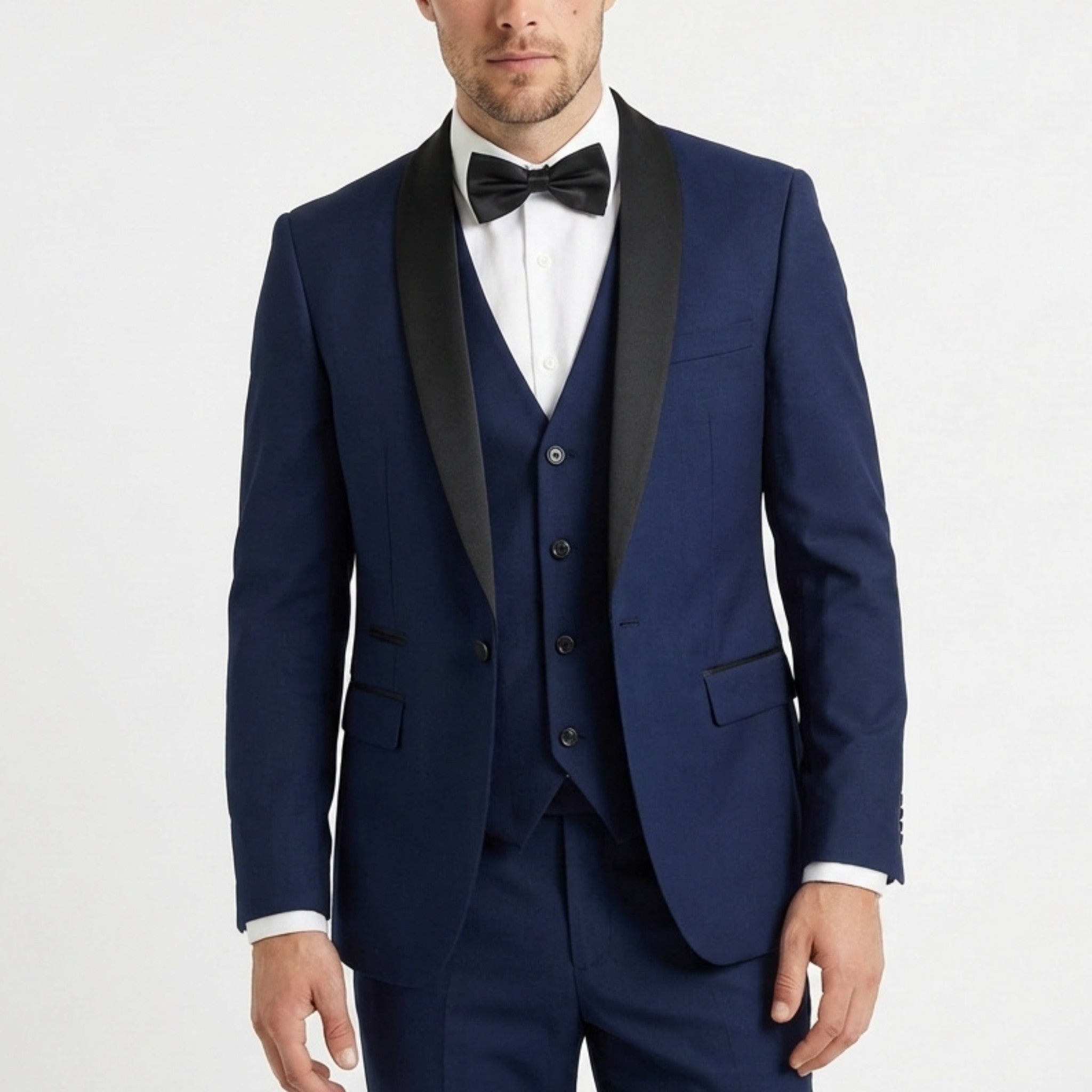 Men’s Tailored Fit 3-Piece Solid Colour Suit – Single Breasted One Button Wedding
