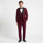 Men’s Tailored Fit 3-Piece Solid Colour Suit – Single Breasted One Button Wedding