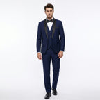 Men’s Tailored Fit 3-Piece Solid Colour Suit – Single Breasted One Button Wedding