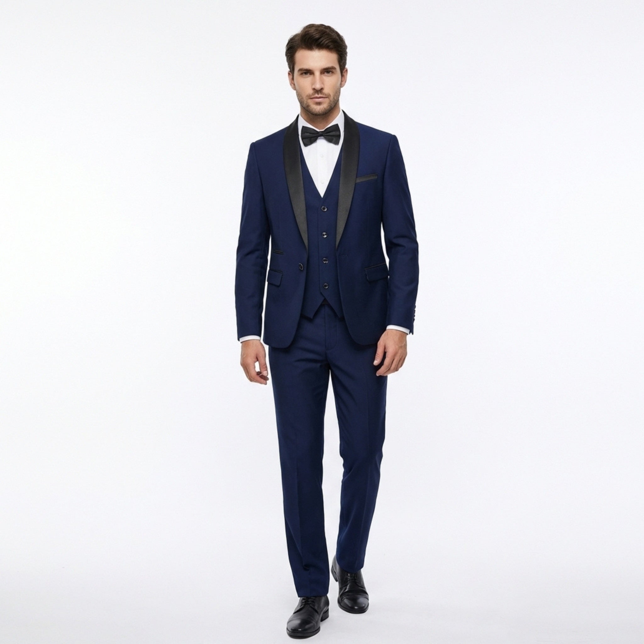 Men’s Tailored Fit 3-Piece Solid Colour Suit – Single Breasted One Button Wedding