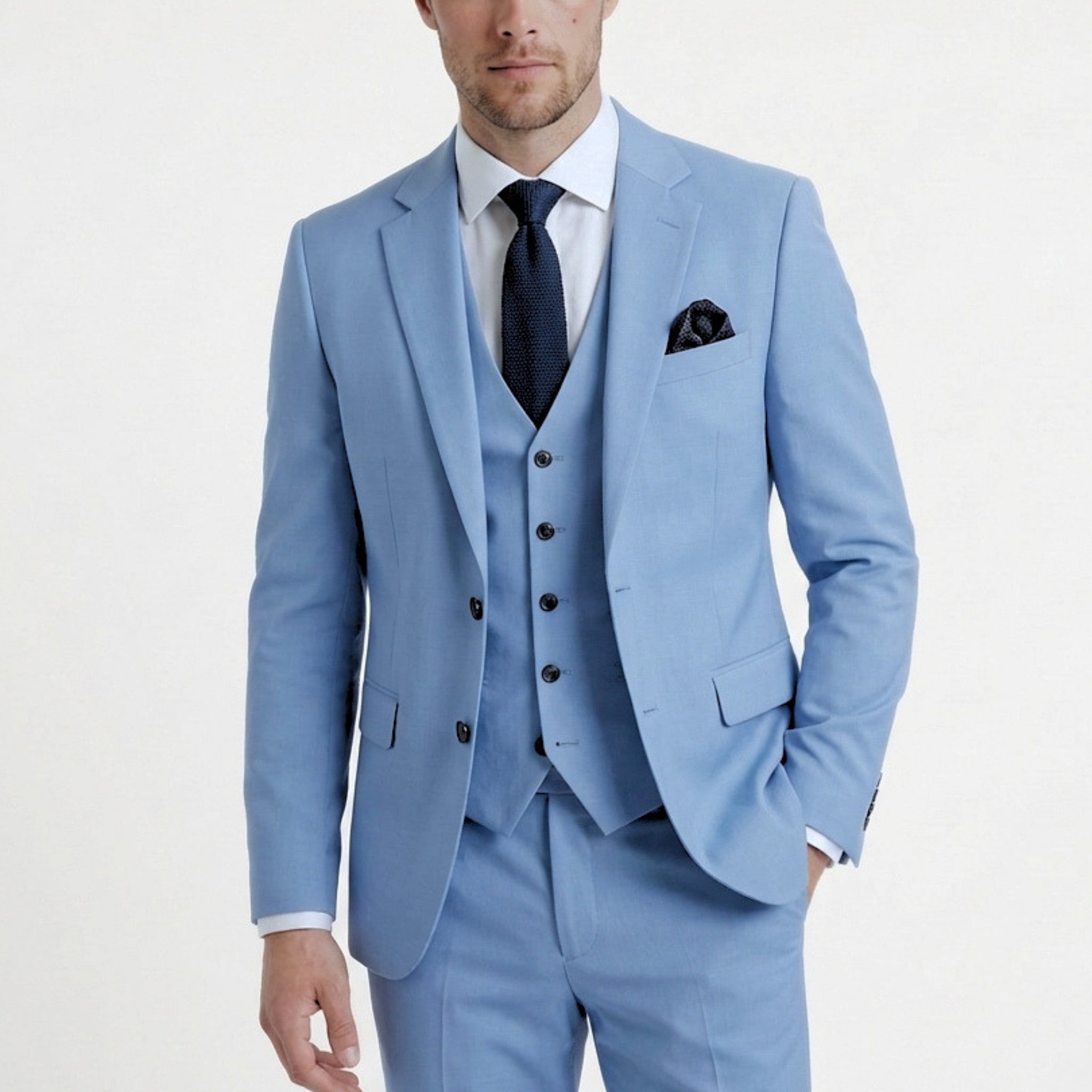 Men’s Standard Fit 3-Piece Suit – Single Breasted One Button Wedding Formal Party