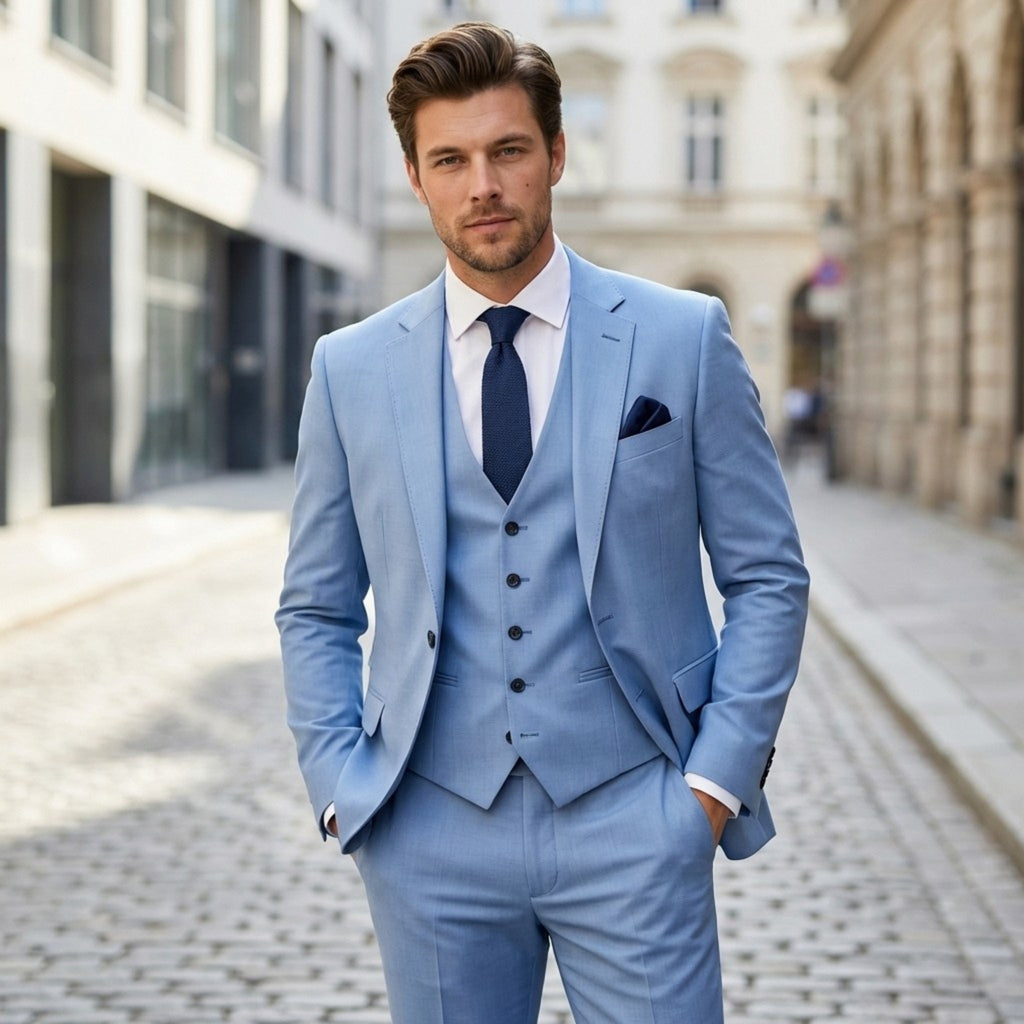 Men’s Standard Fit 3-Piece Suit – Single Breasted One Button Wedding Formal Party