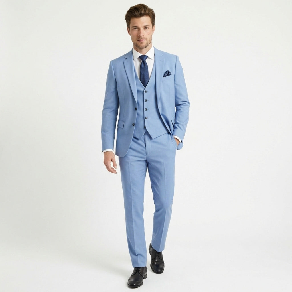 Men’s Standard Fit 3-Piece Suit – Single Breasted One Button Wedding Formal Party