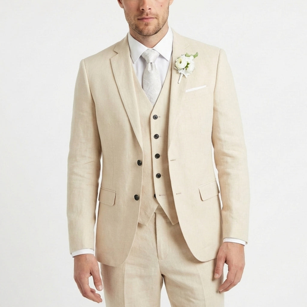 Men’s Formal Notch Tailored Fit Suit – Single Breasted One Button Wedding Party