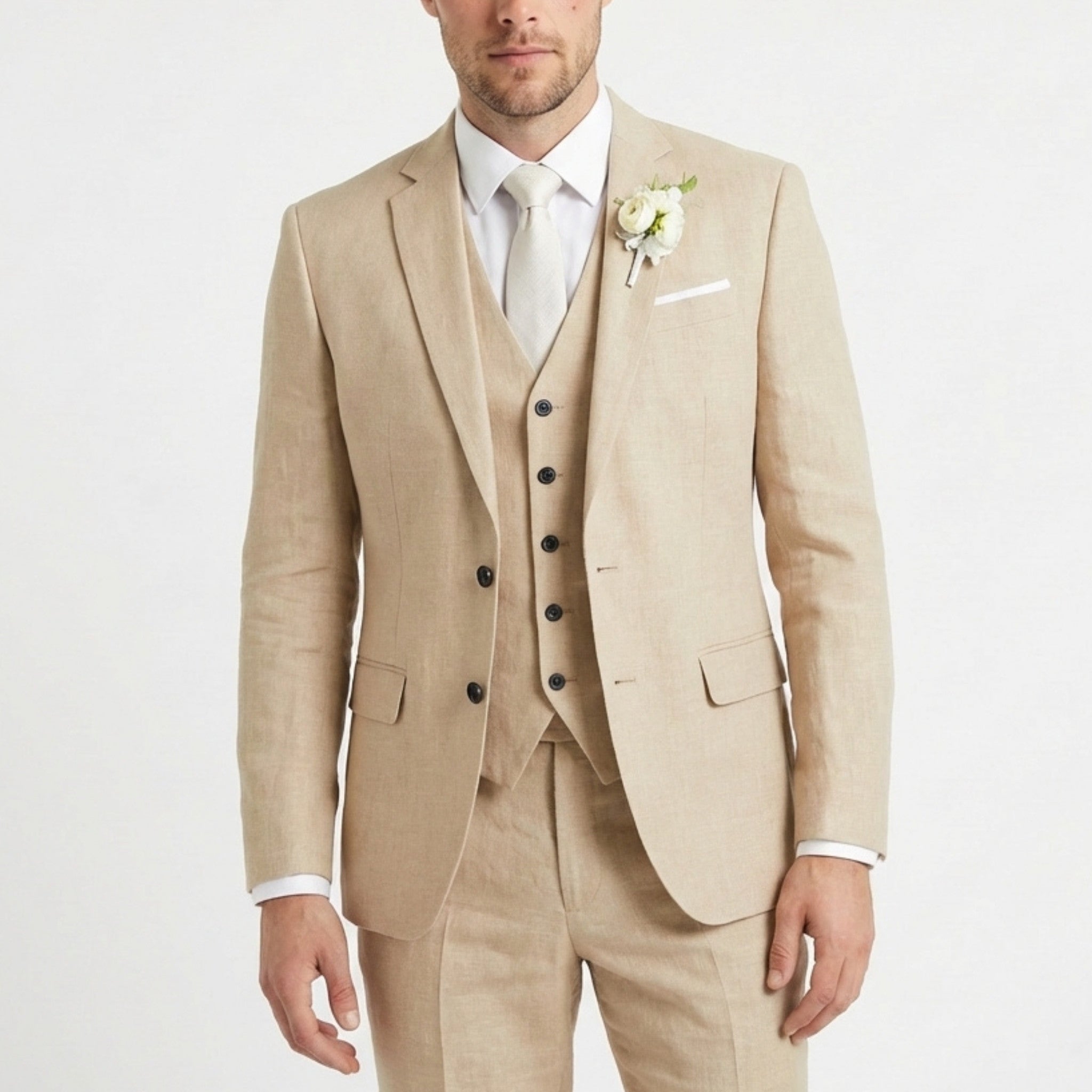 Men’s Formal Notch Tailored Fit Suit – Single Breasted One Button Wedding Party