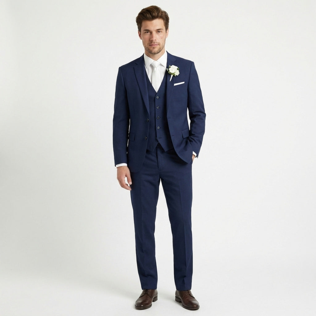 Men’s Formal Notch Tailored Fit Suit – Single Breasted One Button Wedding Party