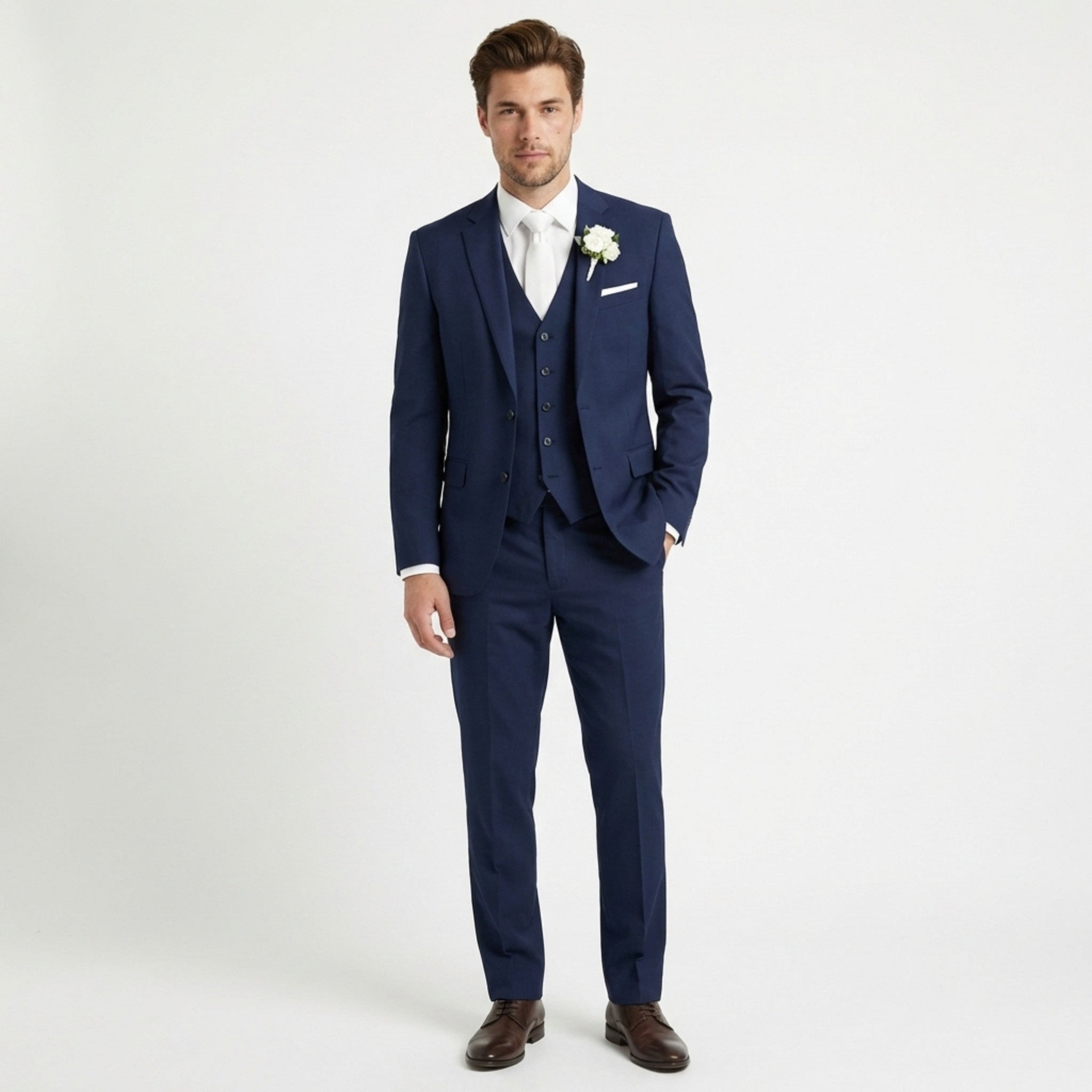Men’s Formal Notch Tailored Fit Suit – Single Breasted One Button Wedding Party