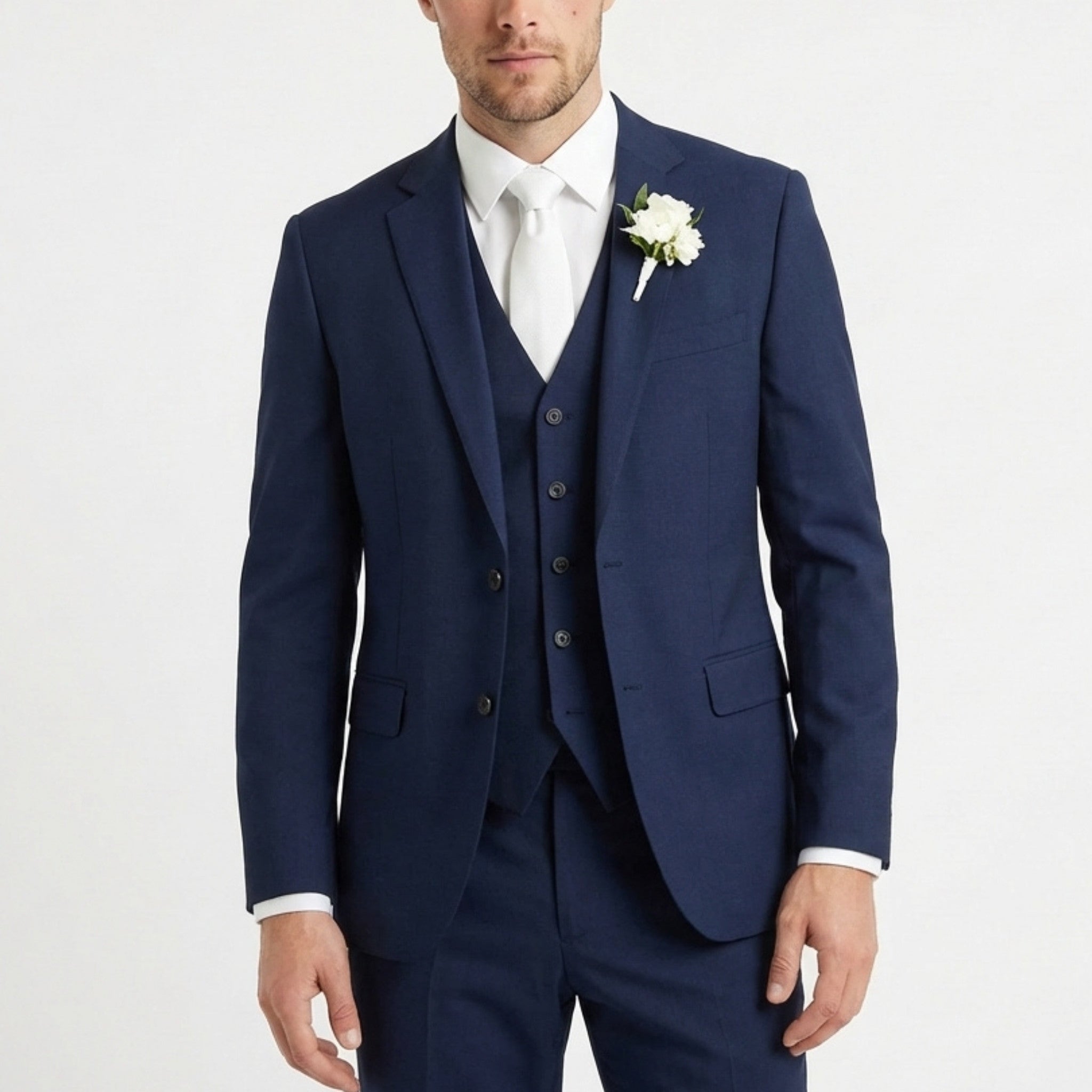 Men’s Formal Notch Tailored Fit Suit – Single Breasted One Button Wedding Party