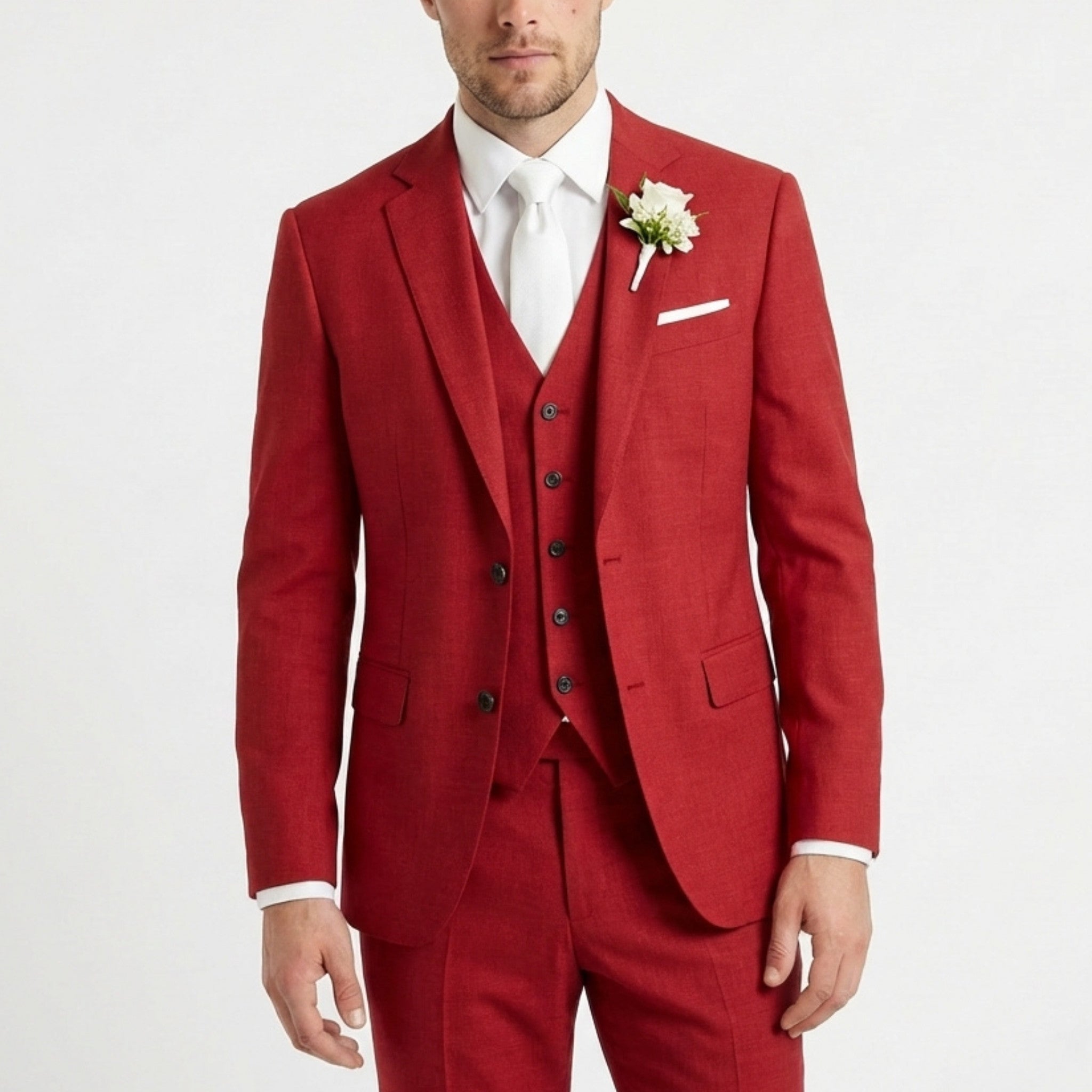 Men’s Formal Notch Tailored Fit Suit – Single Breasted One Button Wedding Party
