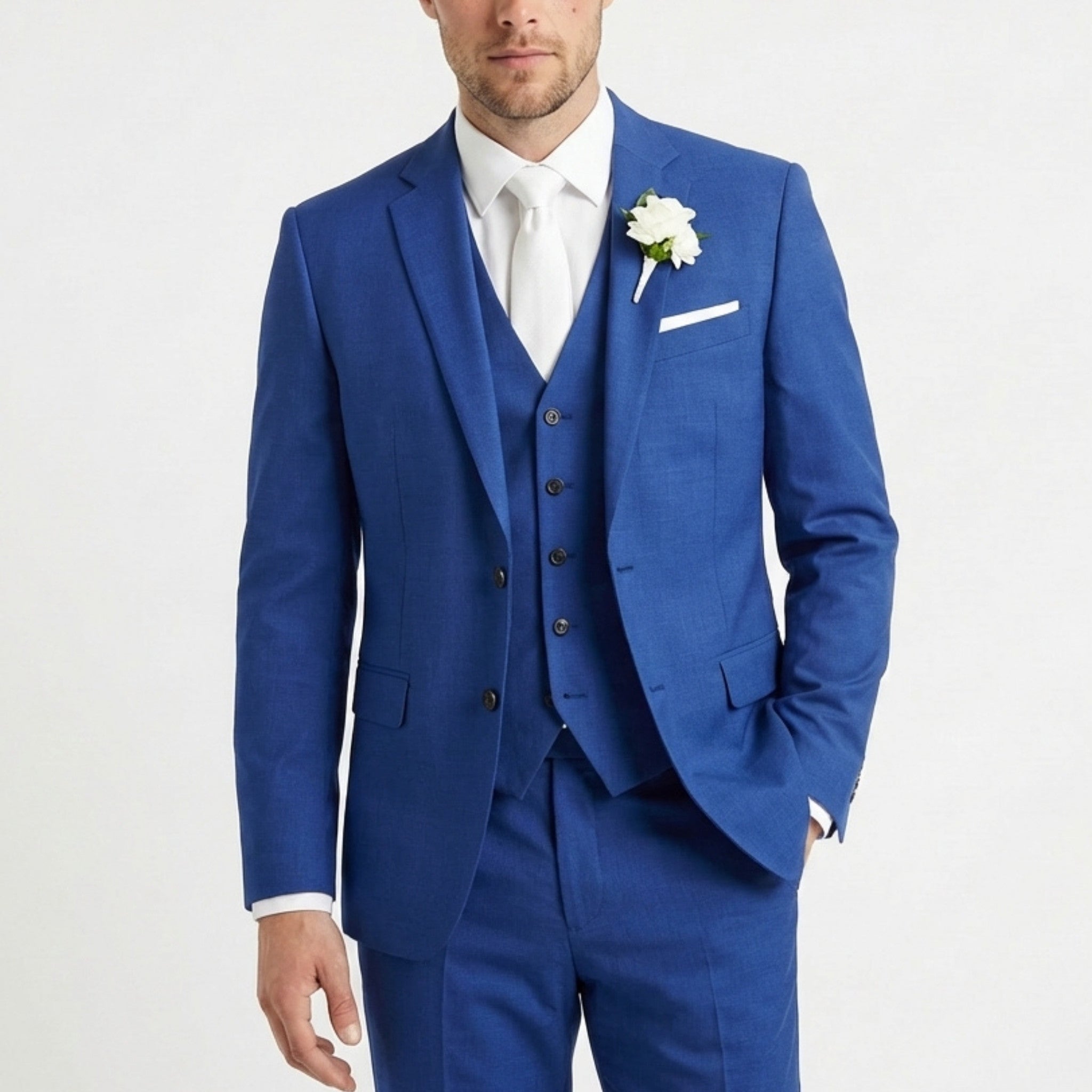 Men’s Formal Notch Tailored Fit Suit – Single Breasted One Button Wedding Party
