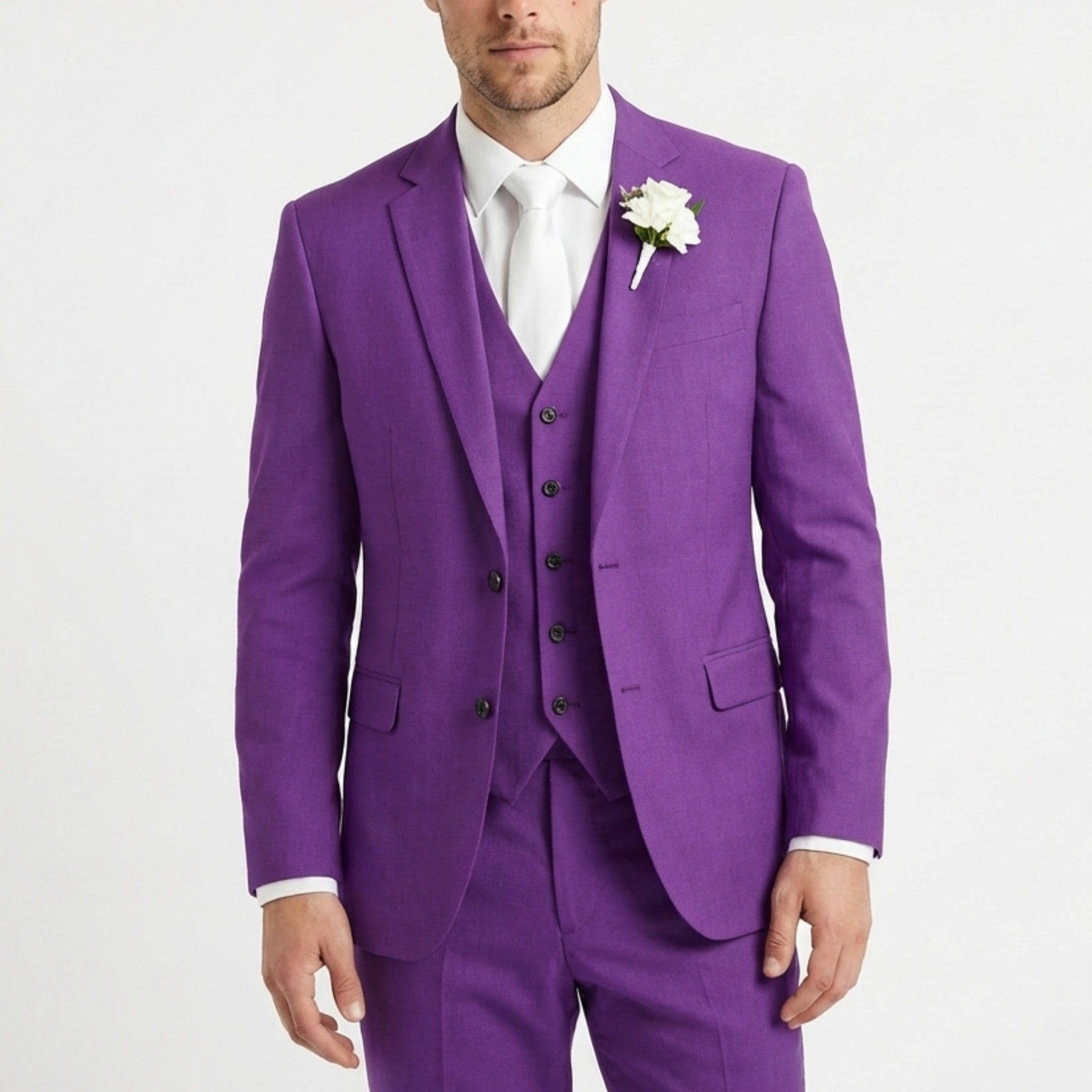 Men’s Formal Notch Tailored Fit Suit – Single Breasted One Button Wedding Party