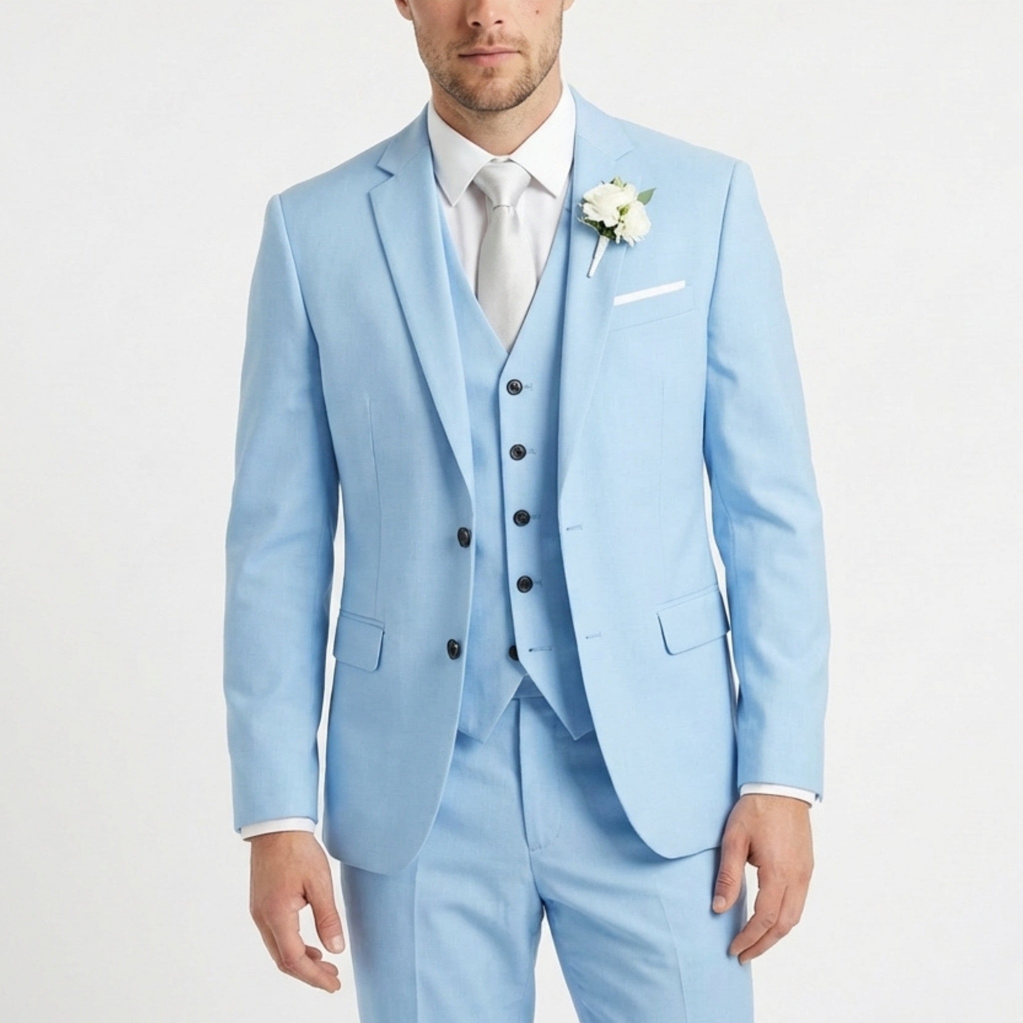 Men’s Formal Notch Tailored Fit Suit – Single Breasted One Button Wedding Party