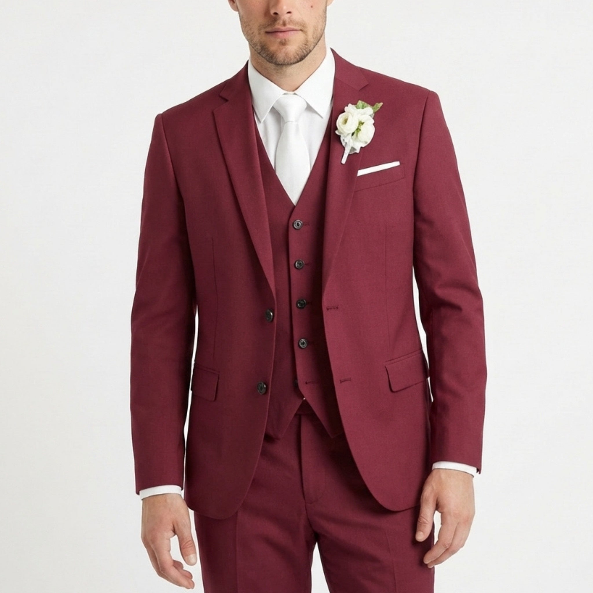 Men’s Formal Notch Tailored Fit Suit – Single Breasted One Button Wedding Party