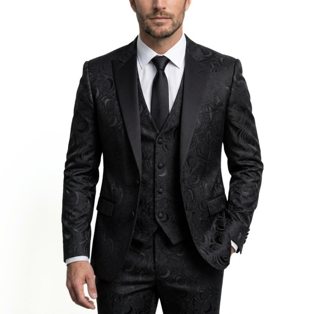 Men’s Single Breasted Suit Set – Tailored Two Button Patterned