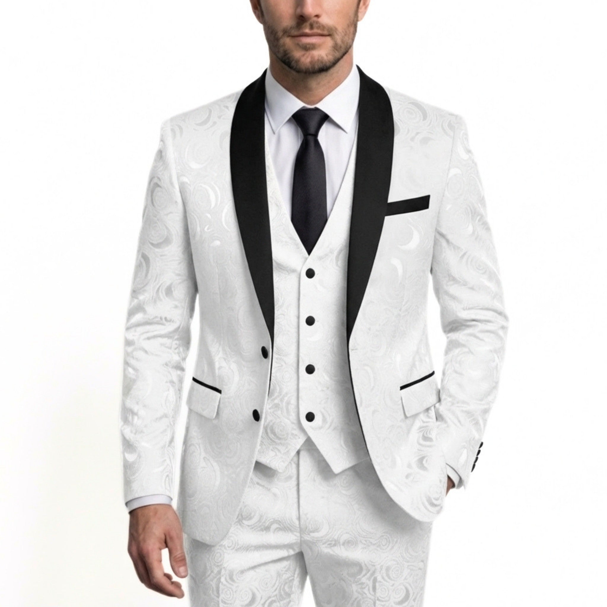 Men’s Single Breasted Suit Set – Tailored Two Button Patterned