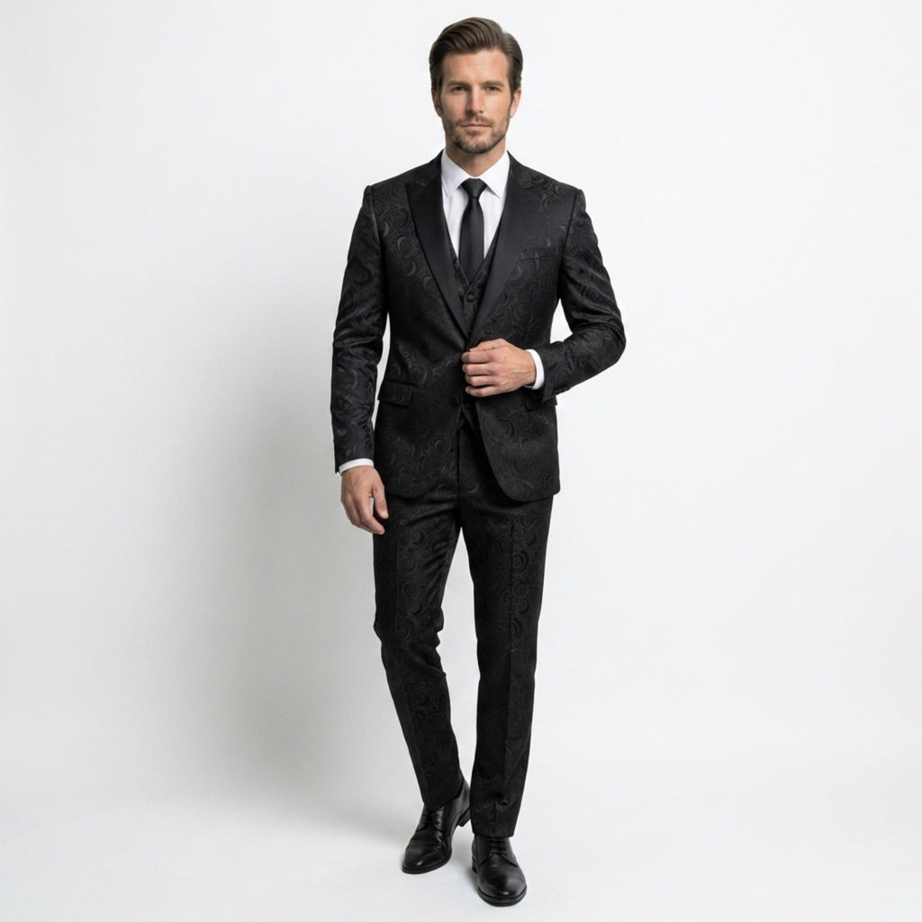 Men’s Single Breasted Suit Set – Tailored Two Button Patterned