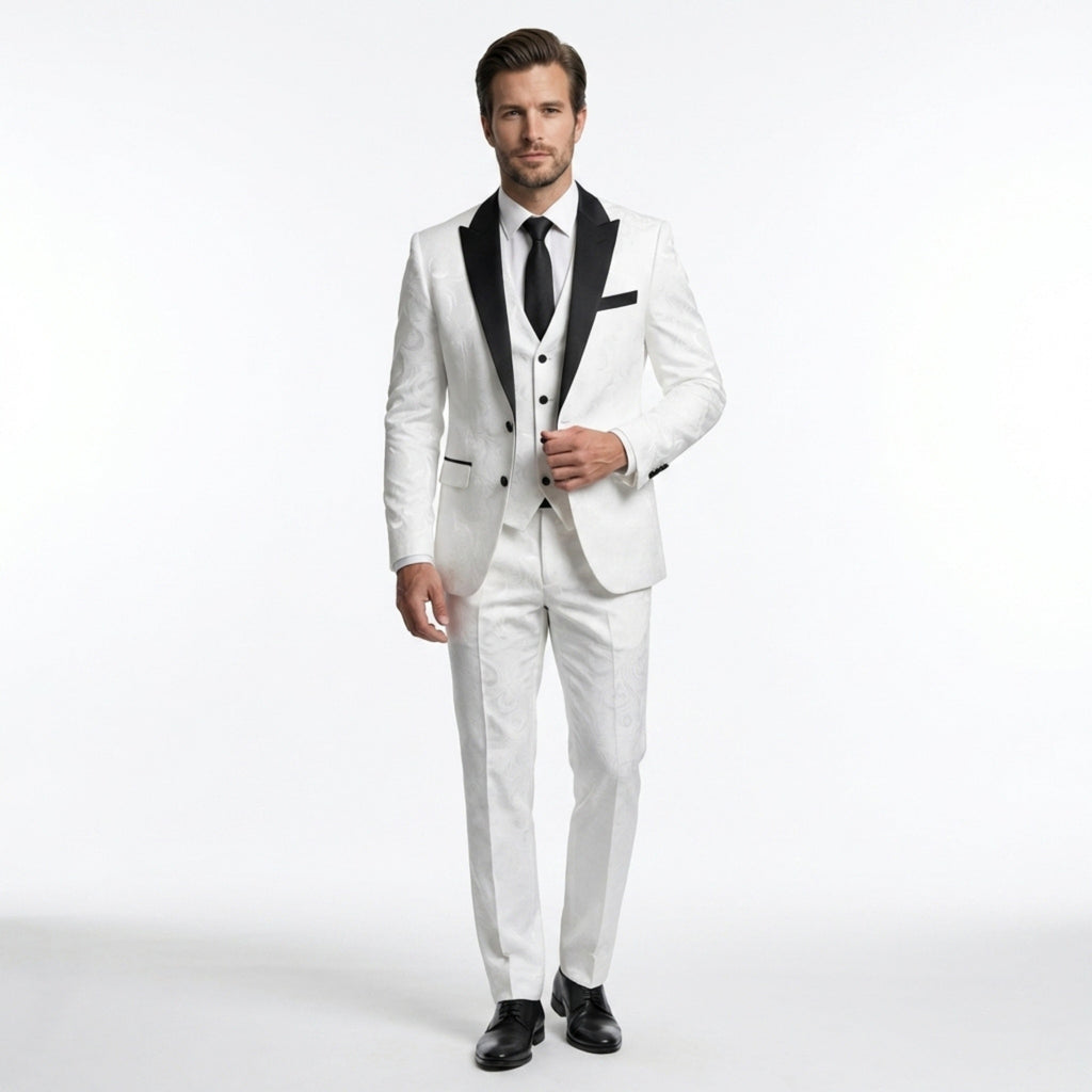 Men’s Single Breasted Suit Set – Tailored Two Button Patterned