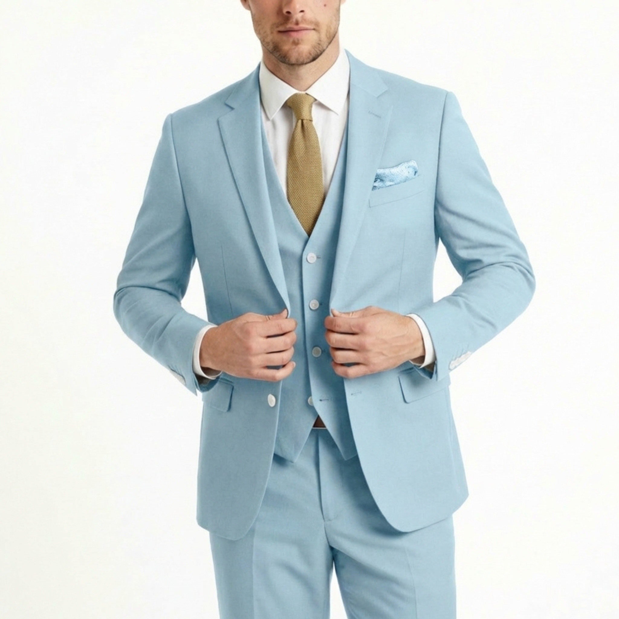 Men’s Tailored Fit 3-Piece Suit – Single Breasted Two Buttons