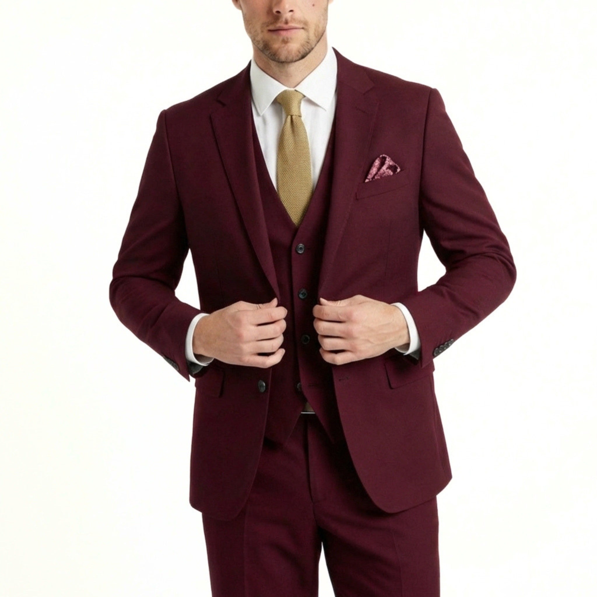 Men’s Tailored Fit 3-Piece Suit – Single Breasted Two Buttons