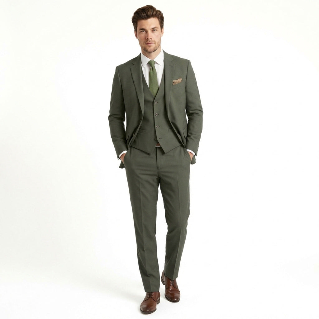 Men’s Tailored Fit 3-Piece Suit – Single Breasted Two Buttons