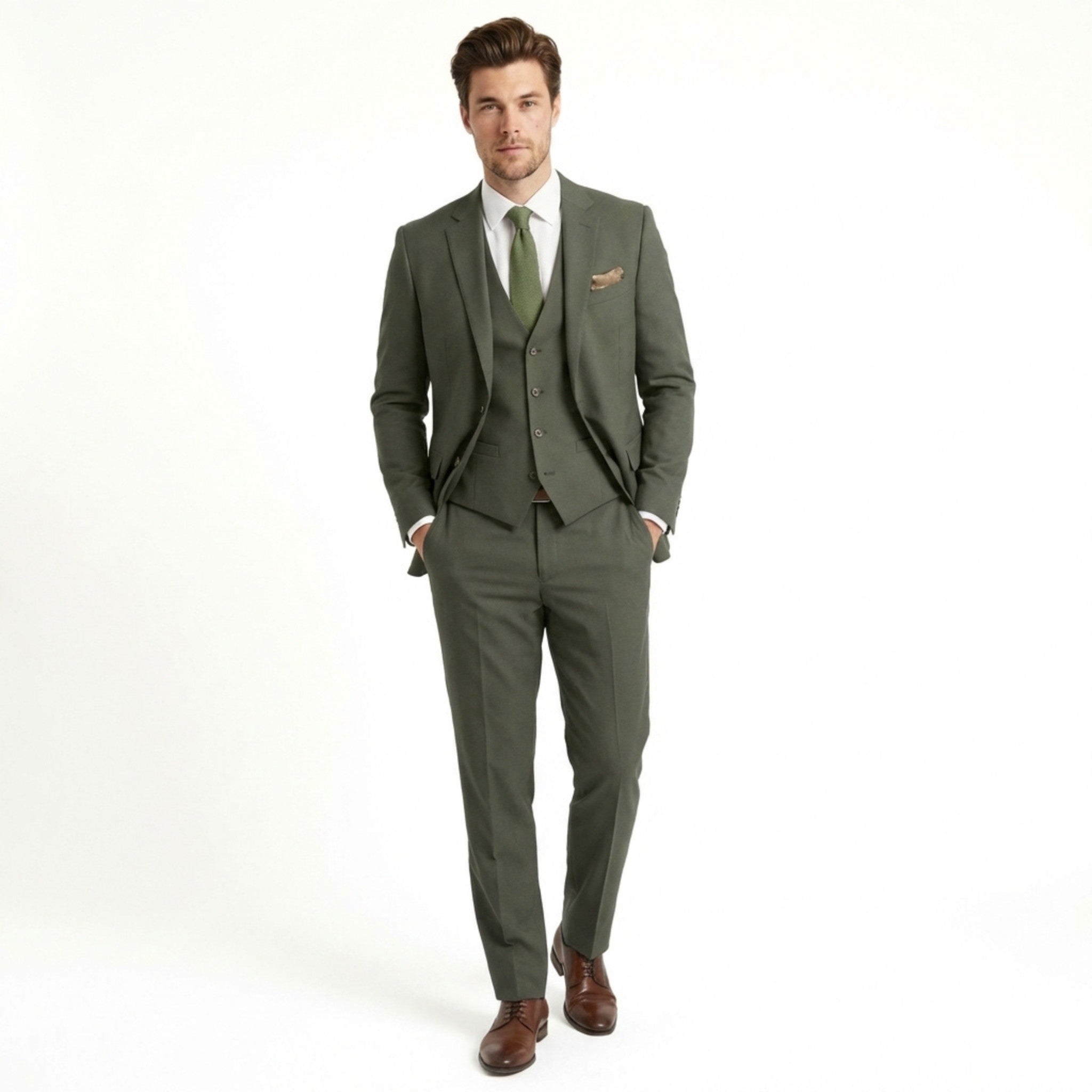 Men’s Tailored Fit 3-Piece Suit – Single Breasted Two Buttons