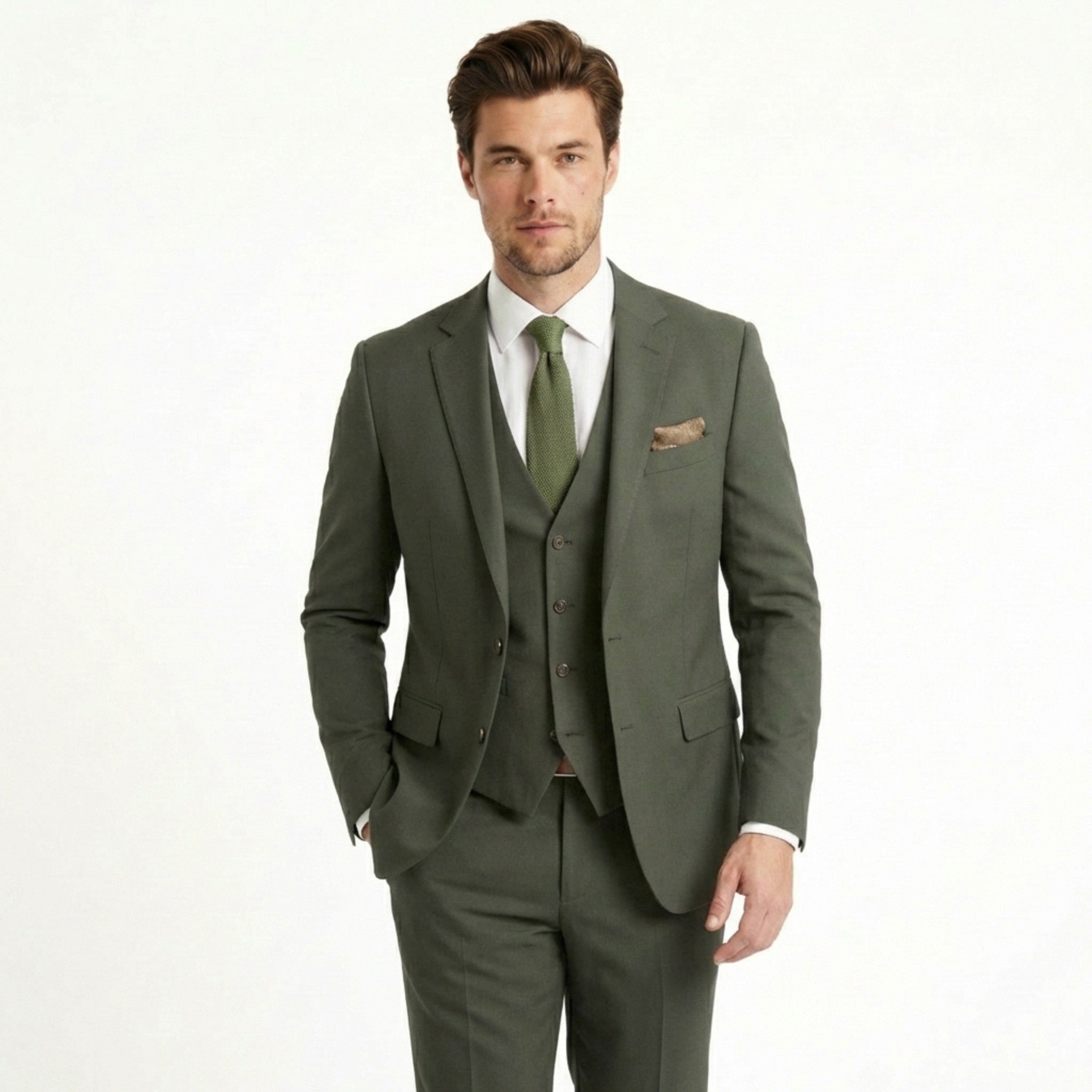 Men’s Tailored Fit 3-Piece Suit – Single Breasted Two Buttons