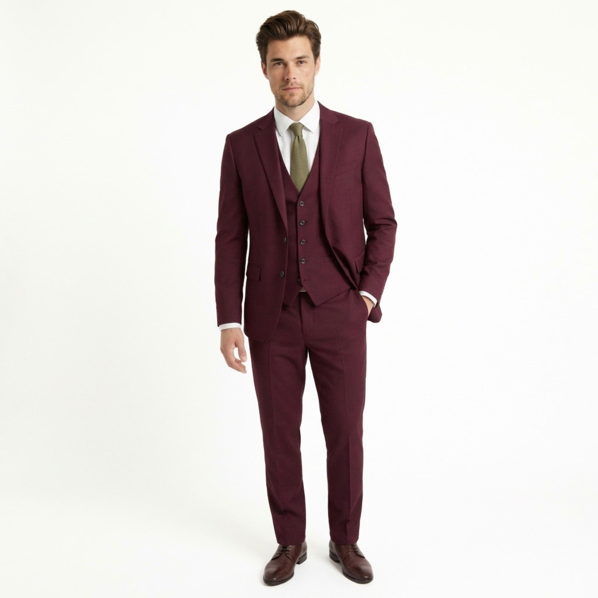 Men’s Tailored Fit 3-Piece Suit – Single Breasted Two Buttons