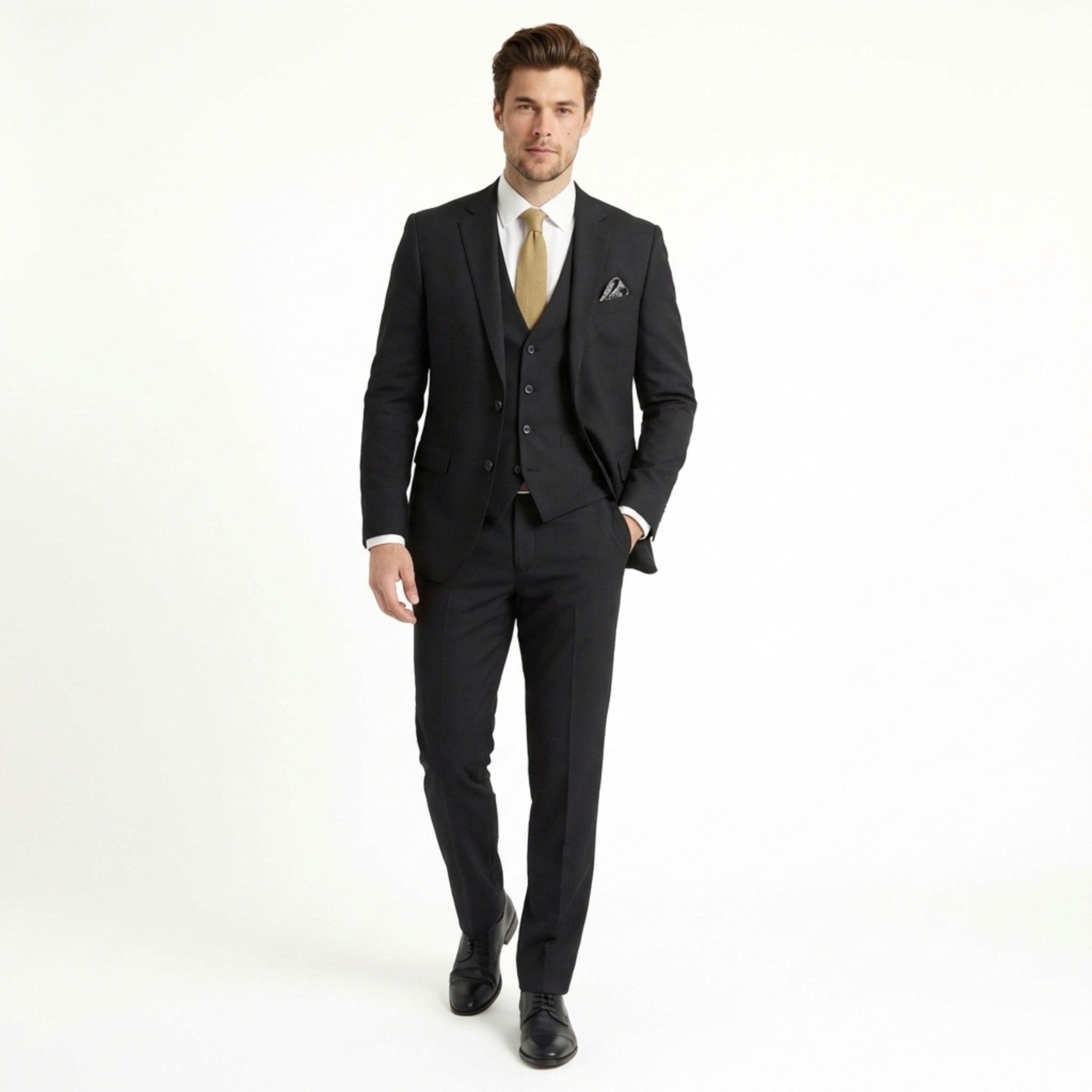 Men’s Tailored Fit 3-Piece Suit – Single Breasted Two Buttons