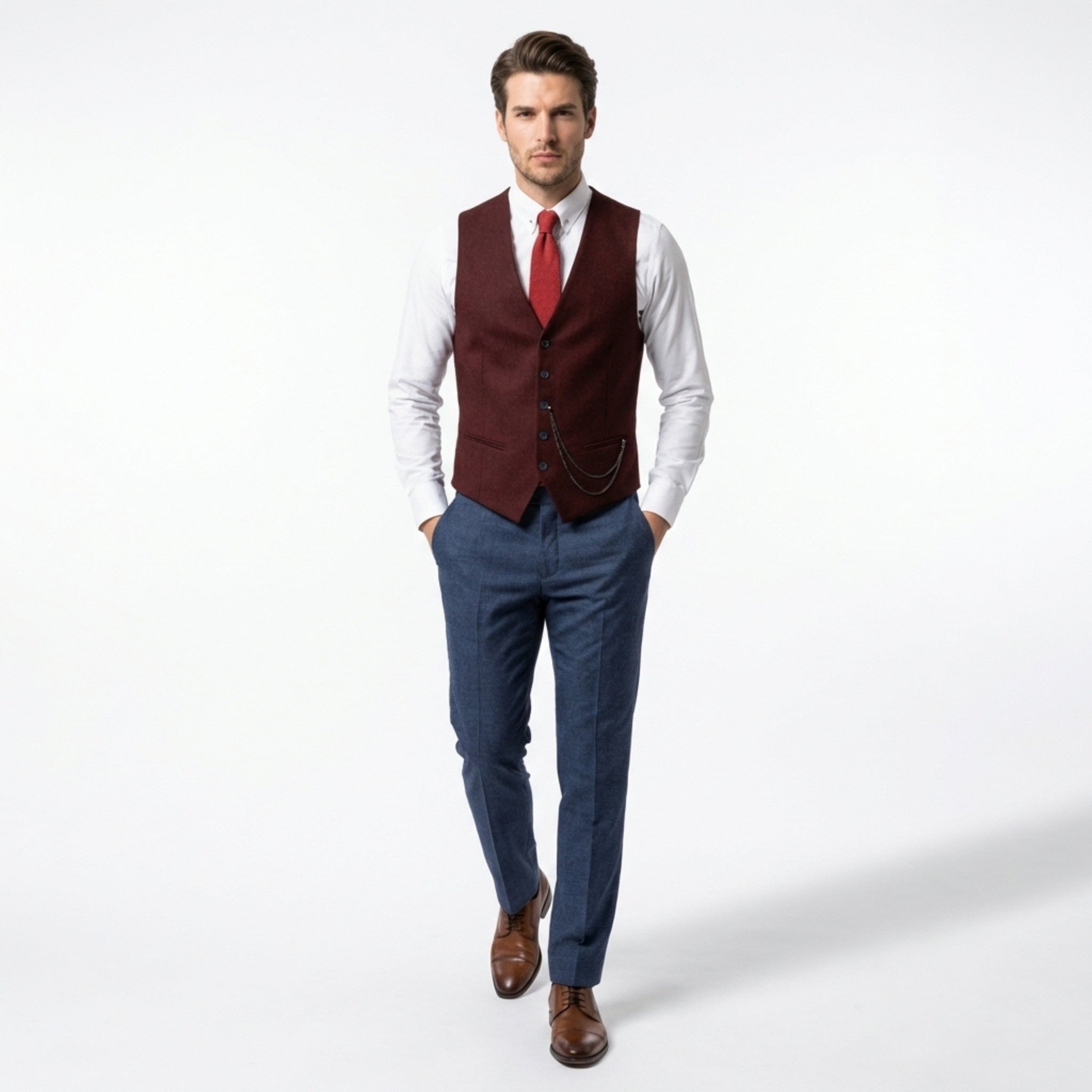 Men’s Single Breasted Vest – Tailored Multi Button V Neck