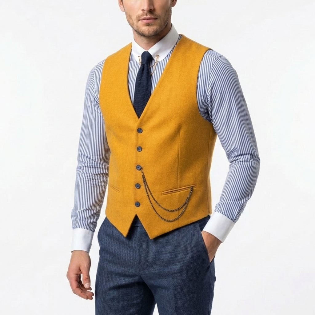 Men’s Single Breasted Vest – Tailored Multi Button V Neck