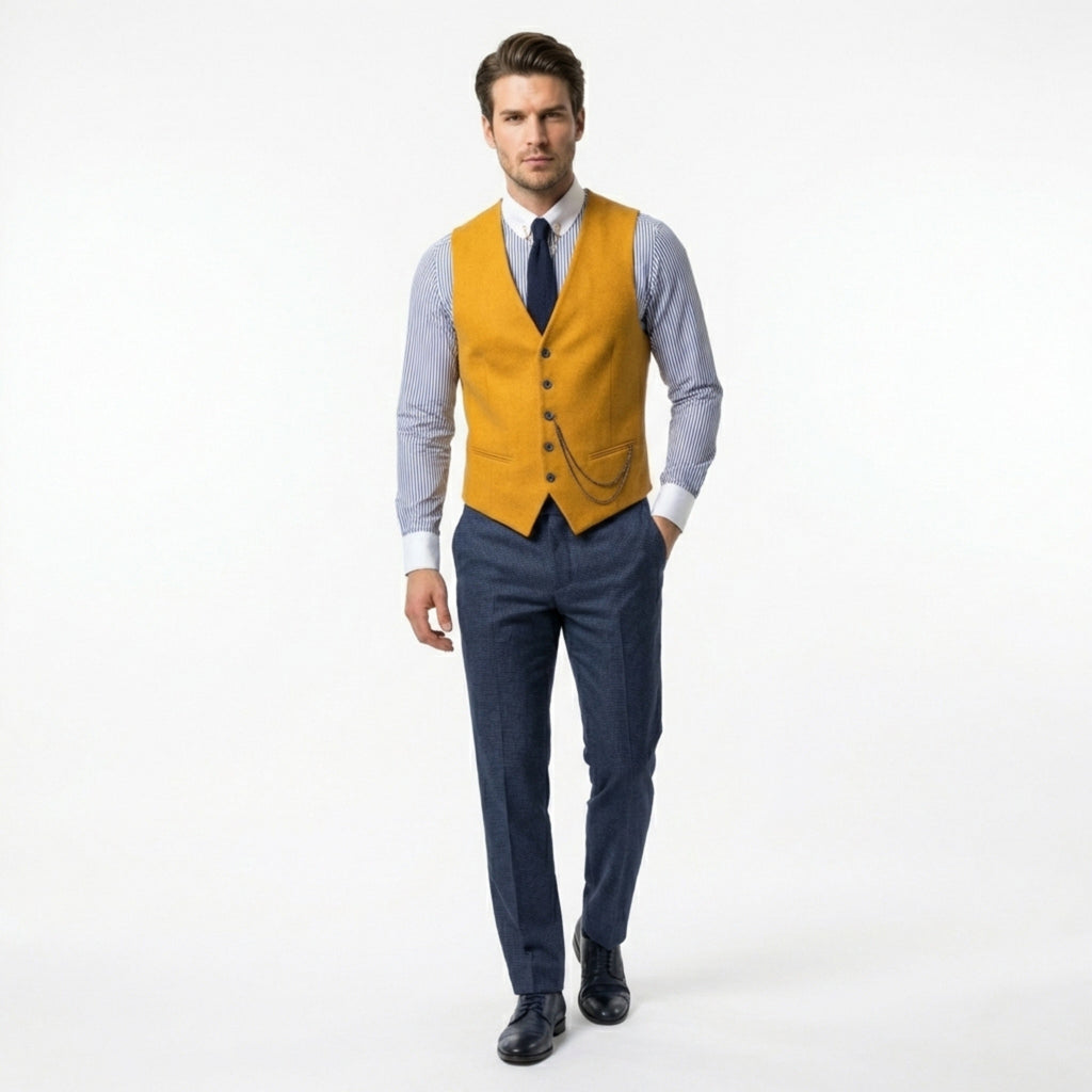 Men’s Single Breasted Vest – Tailored Multi Button V Neck