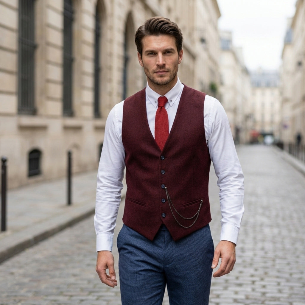 Men’s Single Breasted Vest – Tailored Multi Button V Neck